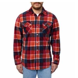 New Freedom Foundry Men's Plaid Soft Fleece Shirt, Red Size 3X